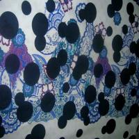 Coton fin imprime ton bleu et blanc05
