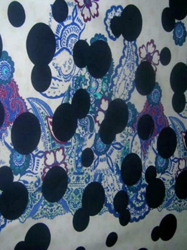 Coton fin imprime ton bleu et blanc