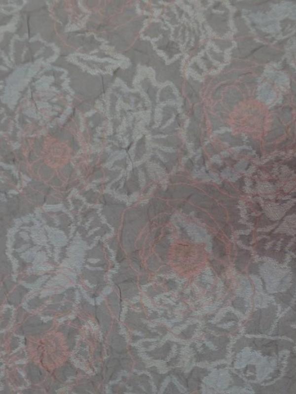coton froissé permanent beige brodé fleurs saumon