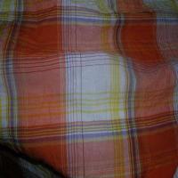 Coton froisse permanent imprime carreaux ton orange0