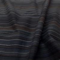 Coton gris bleu a rayures brode fils lurex metal