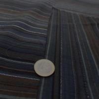 tissu coton gris bleu a rayures brodé fils lurex métal
