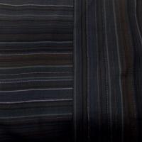 tissu coton gris bleu a rayures brodé fils lurex métal