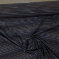 tissu coton gris bleu a rayures brodé fils lurex métal