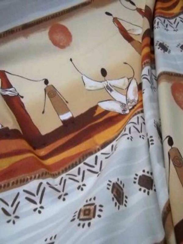Coton imprime africain ton beige en 1 70m de large