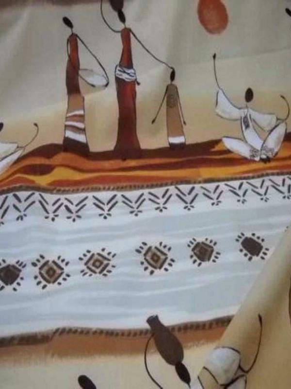 Coton imprime africain ton beige en 1 70m de large