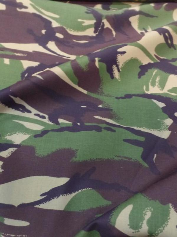 Coton imprimé camouflage ton kaki marron beige