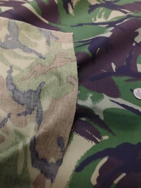 Coton imprimé camouflage ton kaki marron beige