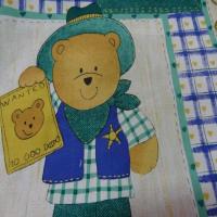 Coton imprime enfant ourson bleu vert02