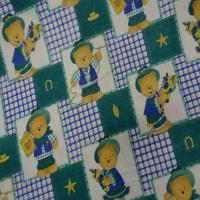 Coton imprime enfant ourson bleu vert2