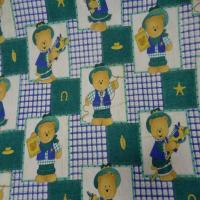 Coton imprime enfant ourson bleu vert5