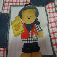 Coton imprime enfant ourson ton bleu2