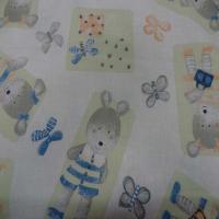 Coton imprime enfants ourson et papillons
