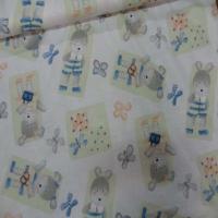 Coton imprime enfants ourson et papillons3