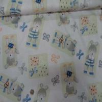 Coton imprime enfants ourson et papillons5