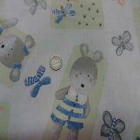 Coton imprime enfants ourson et papillons6
