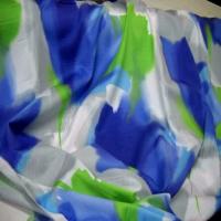 Coton imprime fleurs gris bleu vert
