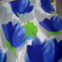 Coton imprime fleurs gris bleu vert8