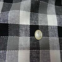 Coton lin a carreaux noir blanc gris