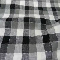Coton lin a carreaux noir blanc gris9