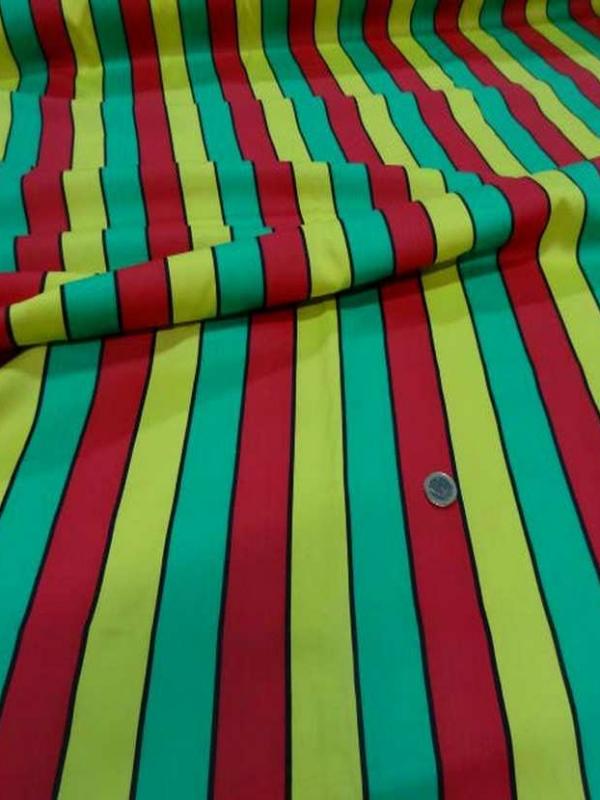 Coton melange a bandes vert jaune rouge