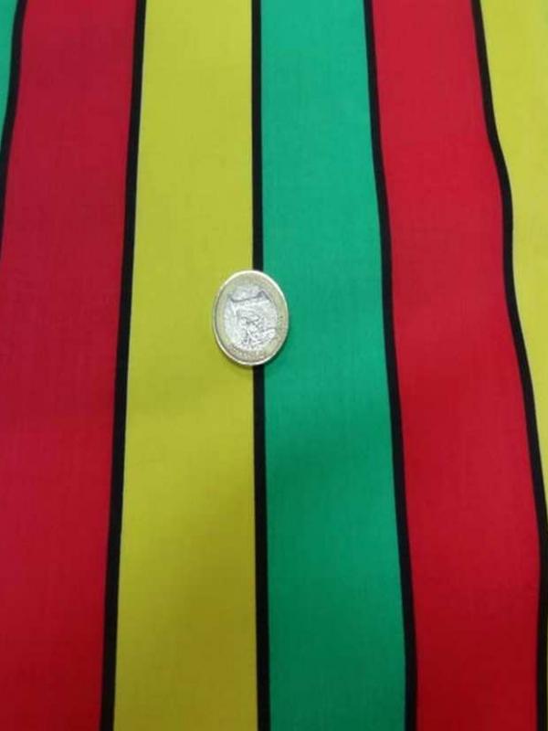 Coton melange a bandes vert jaune rouge