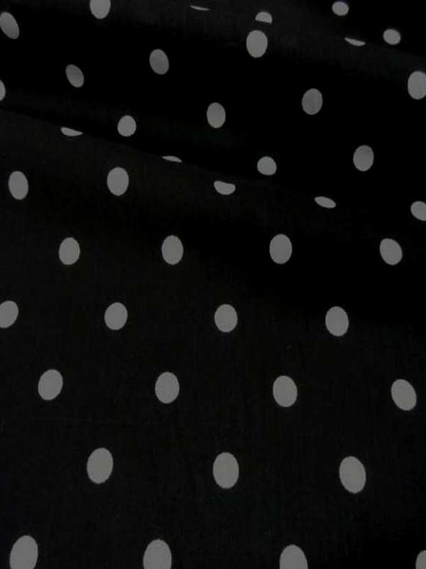 Coton noir imprime pois blanc en 1 50m de large