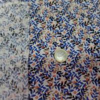 Coton popeline blanche imprimé liberty fleurs bleu et noir