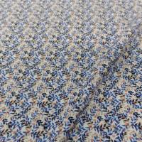 Coton popeline blanche imprimé liberty fleurs bleu et noir