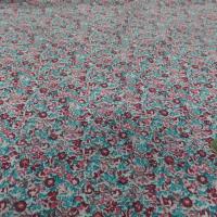 Coton popeline blanche imprime liberty fleurs bordeaux rose et bleu