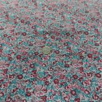 Coton popeline blanche imprime liberty fleurs bordeaux rose et bleu