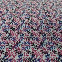 Coton popeline blanche imprimé liberty fleurs rose,noir et bleu