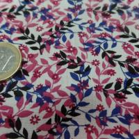 Coton popeline blanche imprime liberty fleurs rose noir et bleu5
