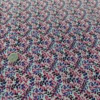 Coton popeline blanche imprimé liberty fleurs rose,noir et bleu
