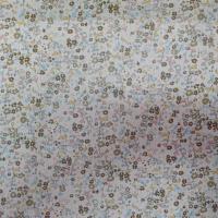 tissu coton 100% popeline blanche imprime liberty fleurs ton de terre