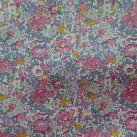 Coton popeline blanche imprime liberty fleurs ton rose8
