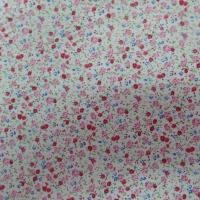 Coton popeline blanche imprimé liberty fleurs ton rouge,rose et vert
