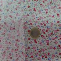 Coton popeline blanche imprimé liberty fleurs ton rouge,rose et vert