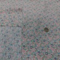 Coton popeline blanche imprimé liberty fleurs ton saumon et vert