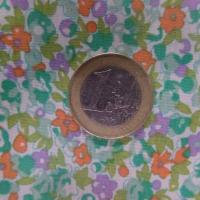 Coton popeline blanche imprimé liberty fleurs ton vert ,mauve et orange