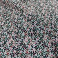 Coton popeline blanche imprimé liberty fleurs vert,noir et rouge