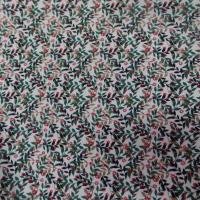 Coton popeline blanche imprimé liberty fleurs vert,noir et rouge