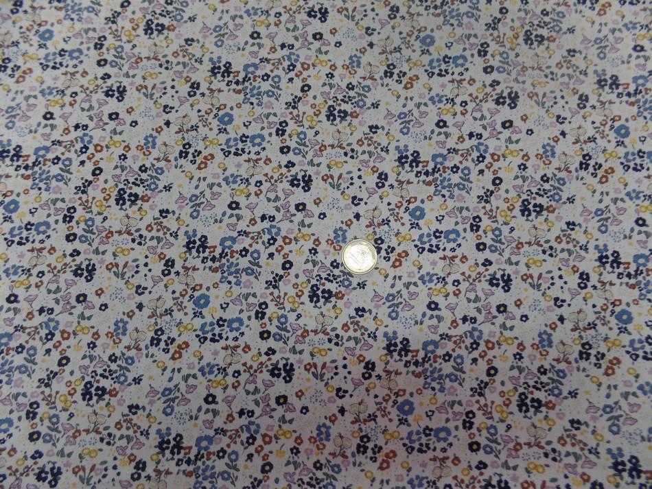 tissu coton popeline blanche imprime liberty fleurs