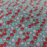Coton popeline bleu imprimé liberty motifs cerises rouge