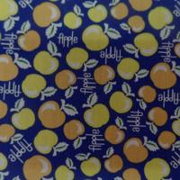 Coton popeline bleu nuit imprimé liberty motifs cerises jaune