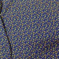 Coton popeline bleu nuit imprimé liberty motifs cerises jaune