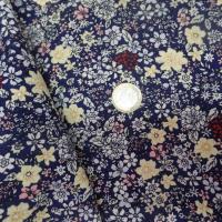 Coton popeline bleu nuit imprime liberty motifs petite fleurs