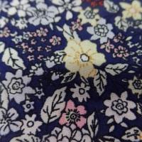 Coton popeline bleu nuit imprime liberty motifs petite fleurs