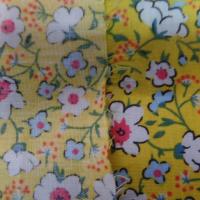 tissu coton popeline jaune imprimé liberty fleurs ton blanc et rose