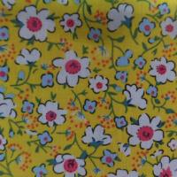 Coton popeline jaune imprime liberty fleurs ton blanc et rose4